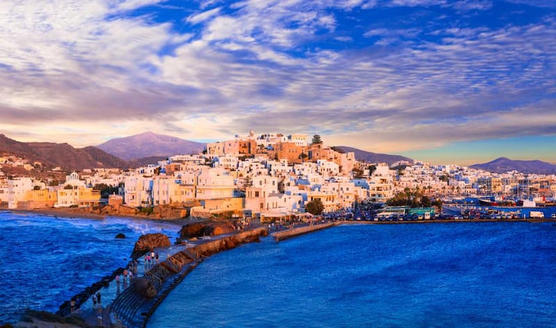 Naxos-stad Griekenland zonsondergang