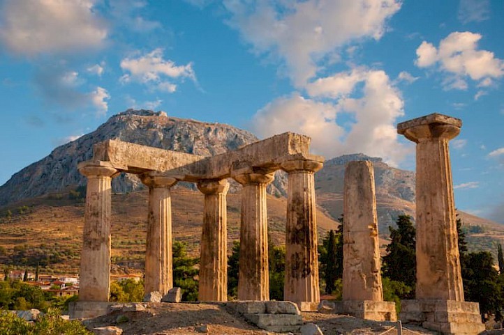 Ruines Apollo Tempel Corinth Peloponnesos